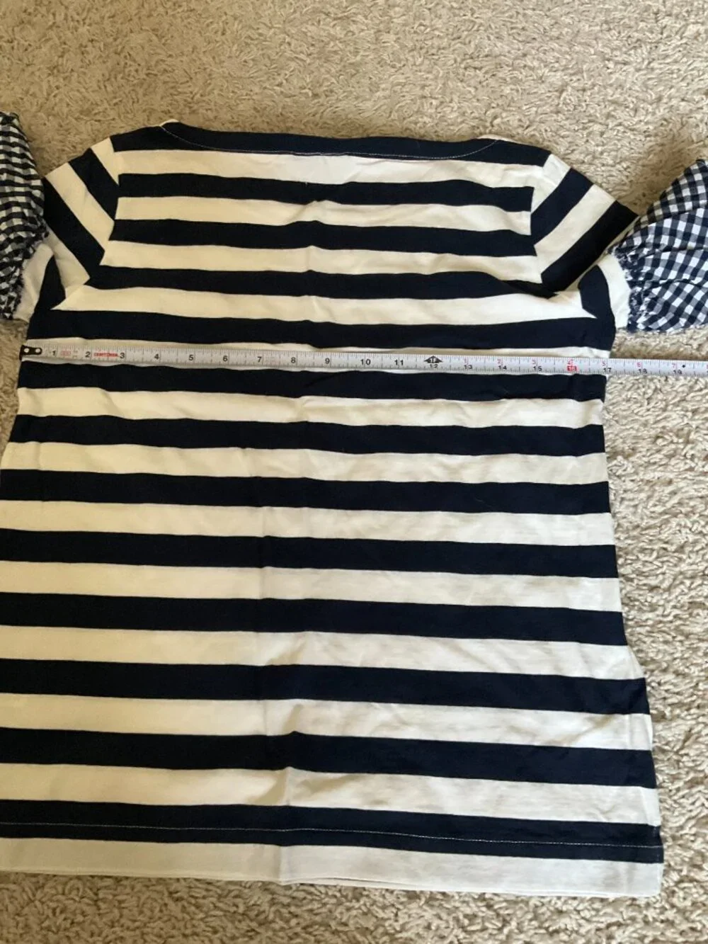 j.crew striped T-shirt with plated bell sleeves. SIZE: s. - Picture 2 of 6